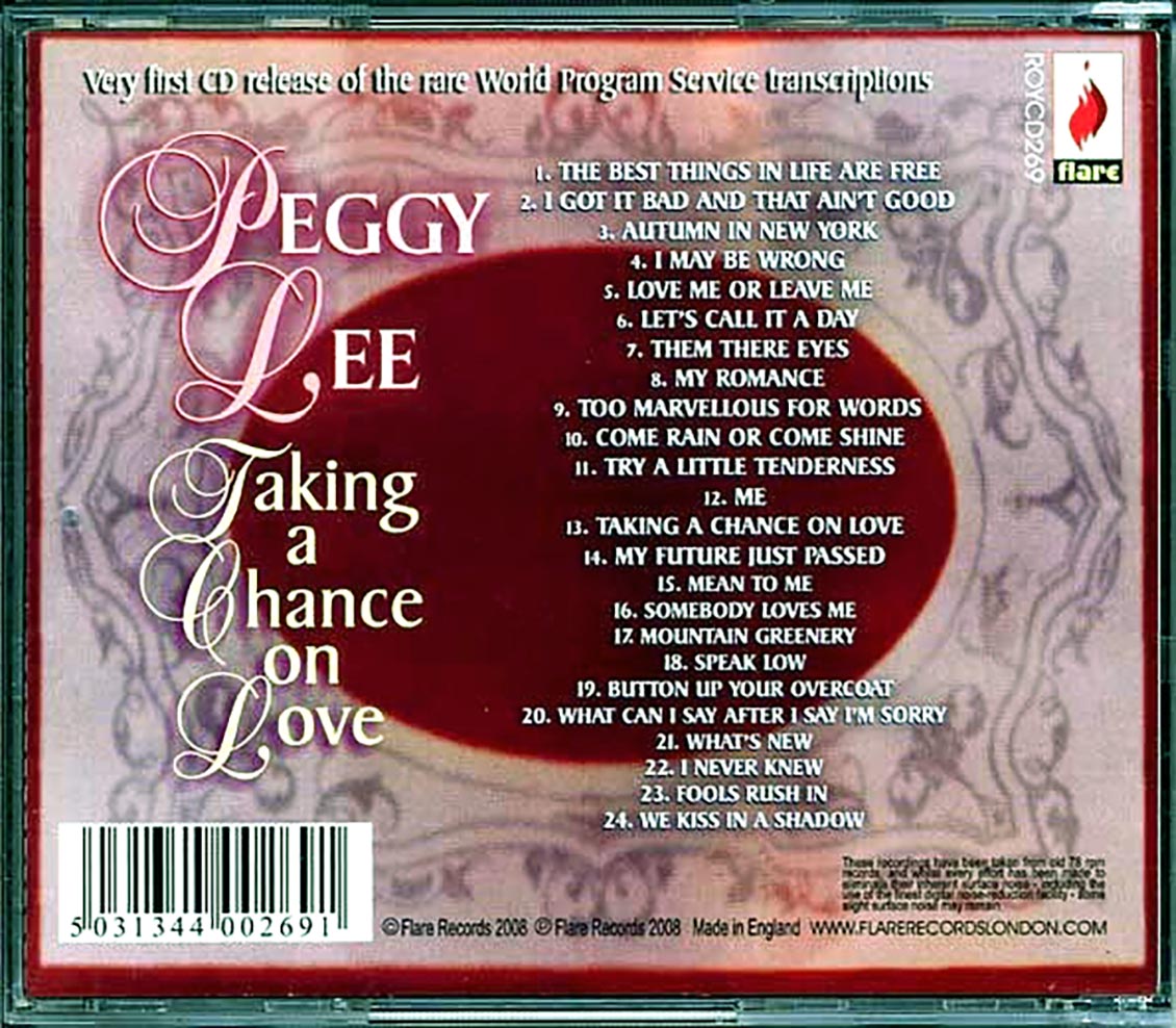 Peggy Lee Taking A Chance On Love Music CD