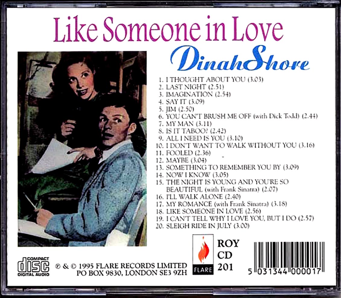 Dinah Shore Frank Sinatra Like Someone In Love Music CD