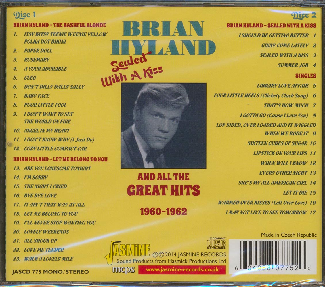 Brian Hyland - Sealed With A Kiss + The Bashful Blond + Let Me Belong To You And All The Great Hits 1960-1962 (40 tracks) (2xCD) Music CD