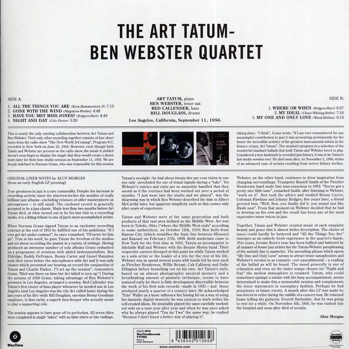 Art Tatum, Ben Webster - Art Tatum-Ben Webster Quartet (ltd. ed.) (180g) (remastered) Vinyl Record
