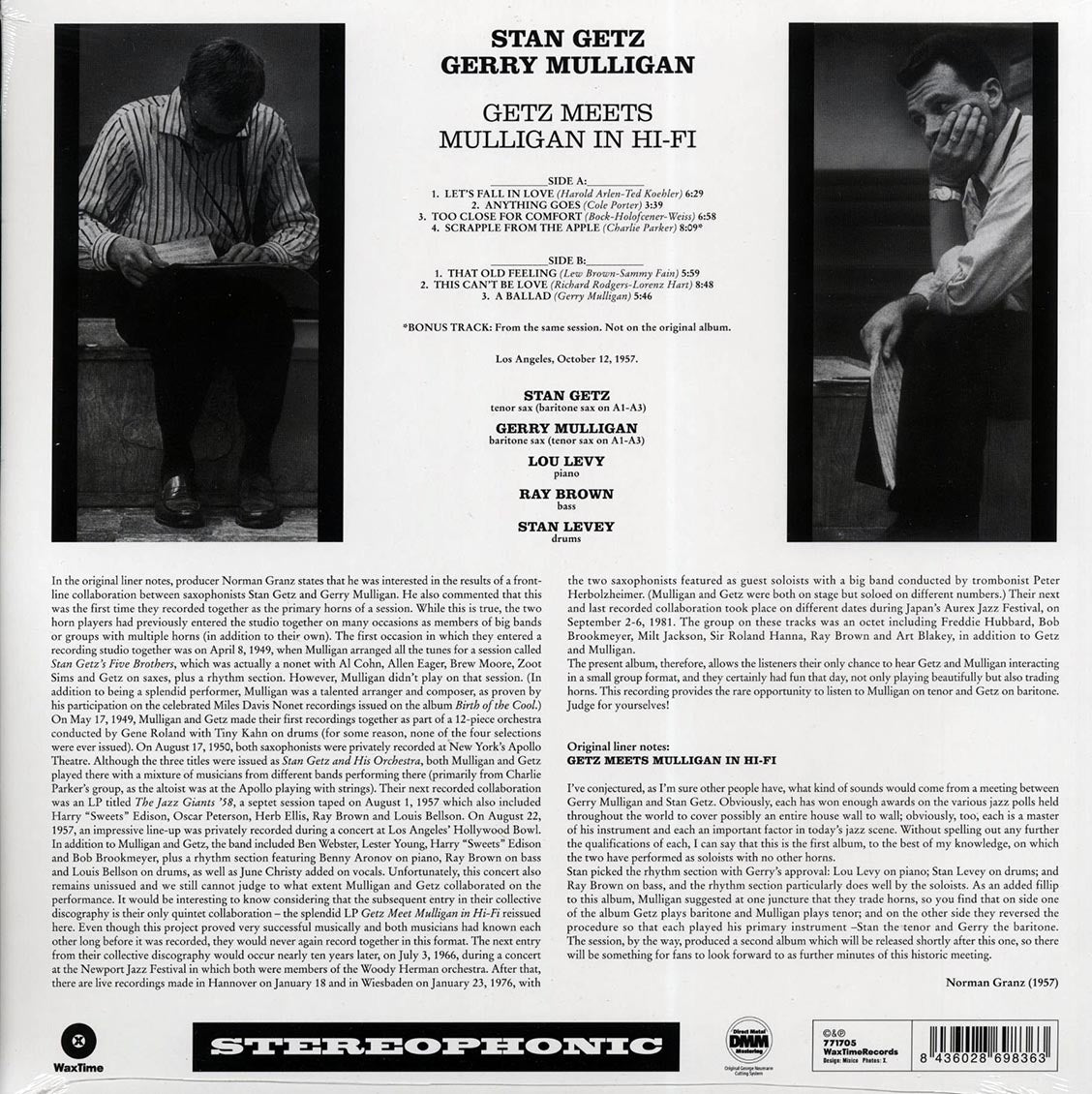 Stan Getz, Gerry Mulligan - Getz Meets Mulligan In Hi-Fi (ltd. ed.) (180g) Vinyl Record