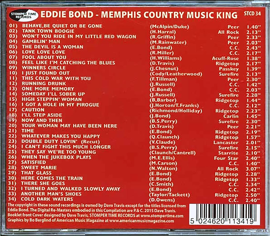 Eddie Bond - Memphis County Music King Music CD