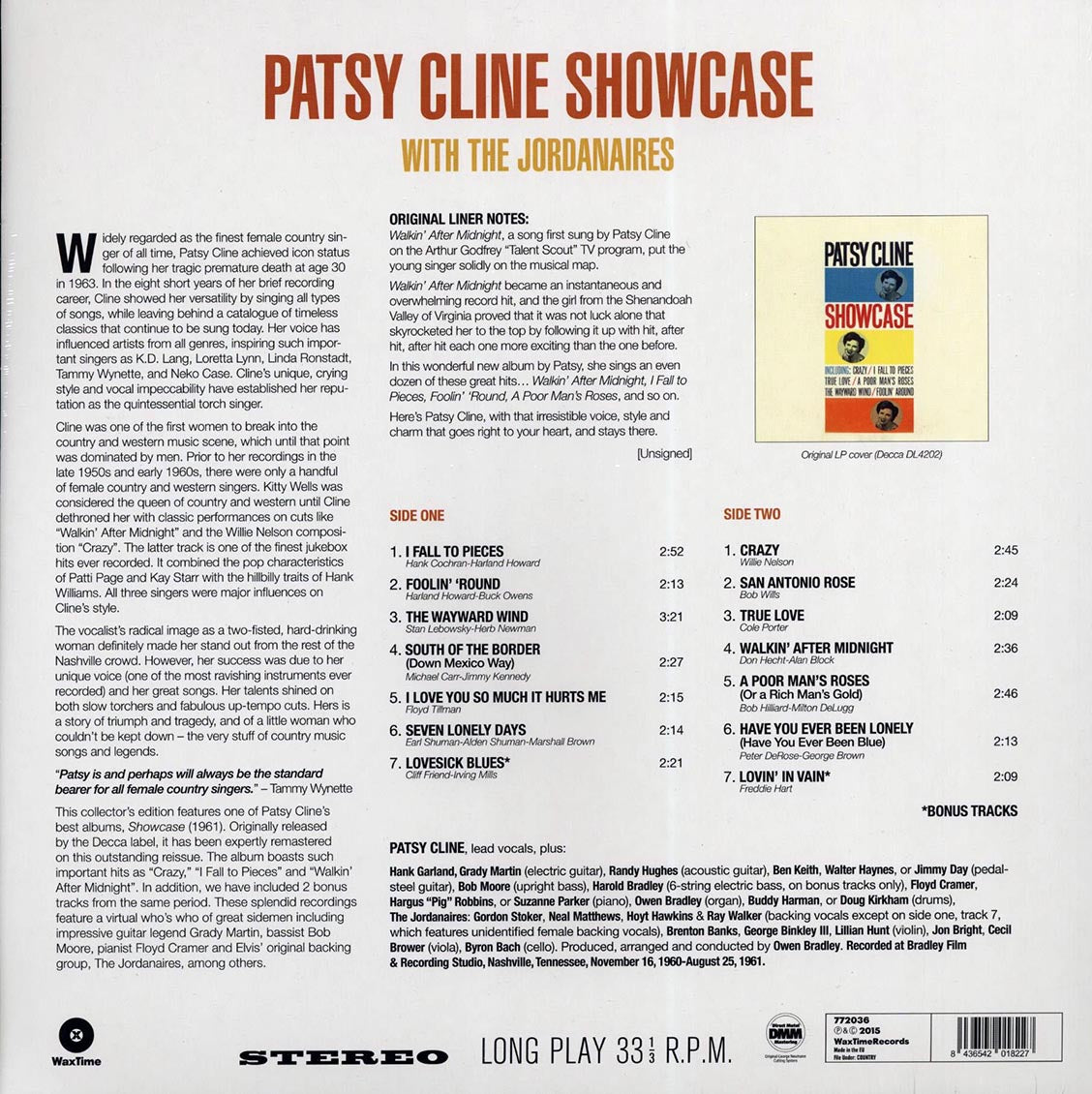 Patsy Cline - Showcase (incl. mp3) (180g) Vinyl Record