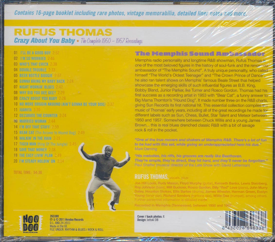 Rufus Thomas - Crazy About You Baby: The Complete 1950-1957 Recordings Music CD