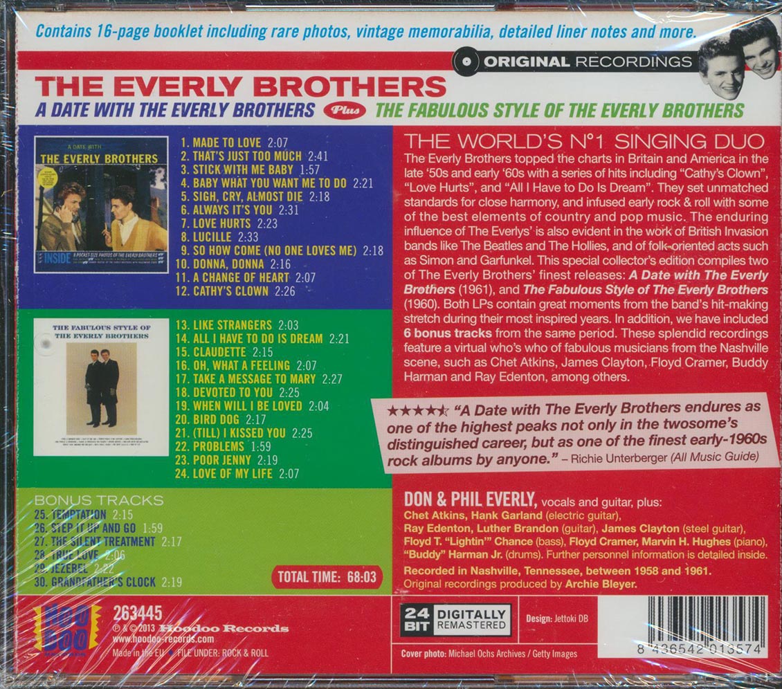 The Everly Brothers - A Date With The Everly Brothers + The Fabulous Style (2 albums on 1 CD) (30 tracks) (+6 bonus tracks) (incl. 16-page booklet) (remastered) (24-bit master Music CD