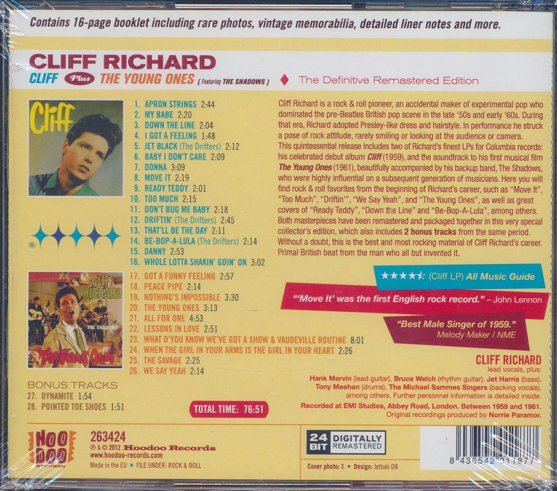 Cliff Richard - Cliff + The Young Ones Music CD
