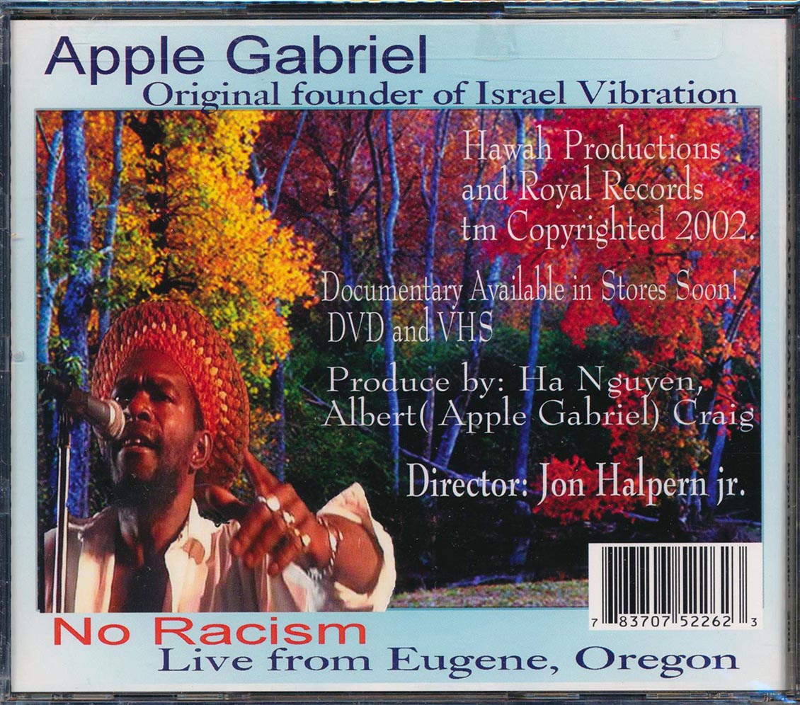Apple Gabriel - No Racism: Live (Apple from Israel Vibration) Music CD