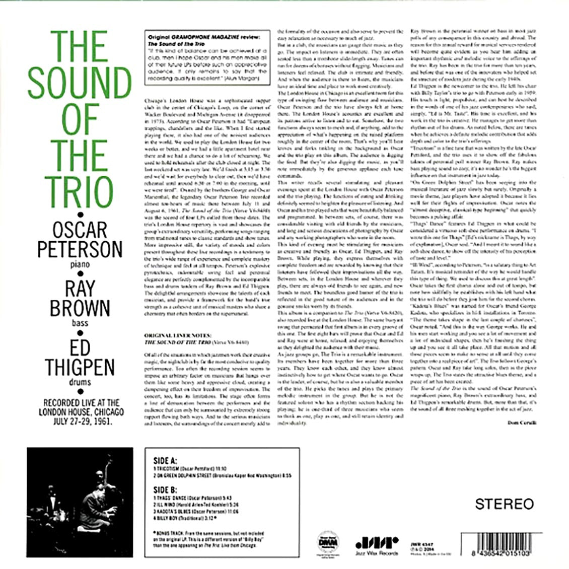 Oscar Peterson Trio - The Sound Of The Trio (+bonus track) (ltd. ed.) (180g) Vinyl Record