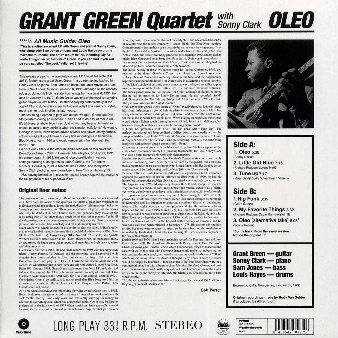Grant Green Quartet, Sonny Clark - Oleo (+bonus track) (ltd. ed.) (180g) (remastered) Vinyl Record