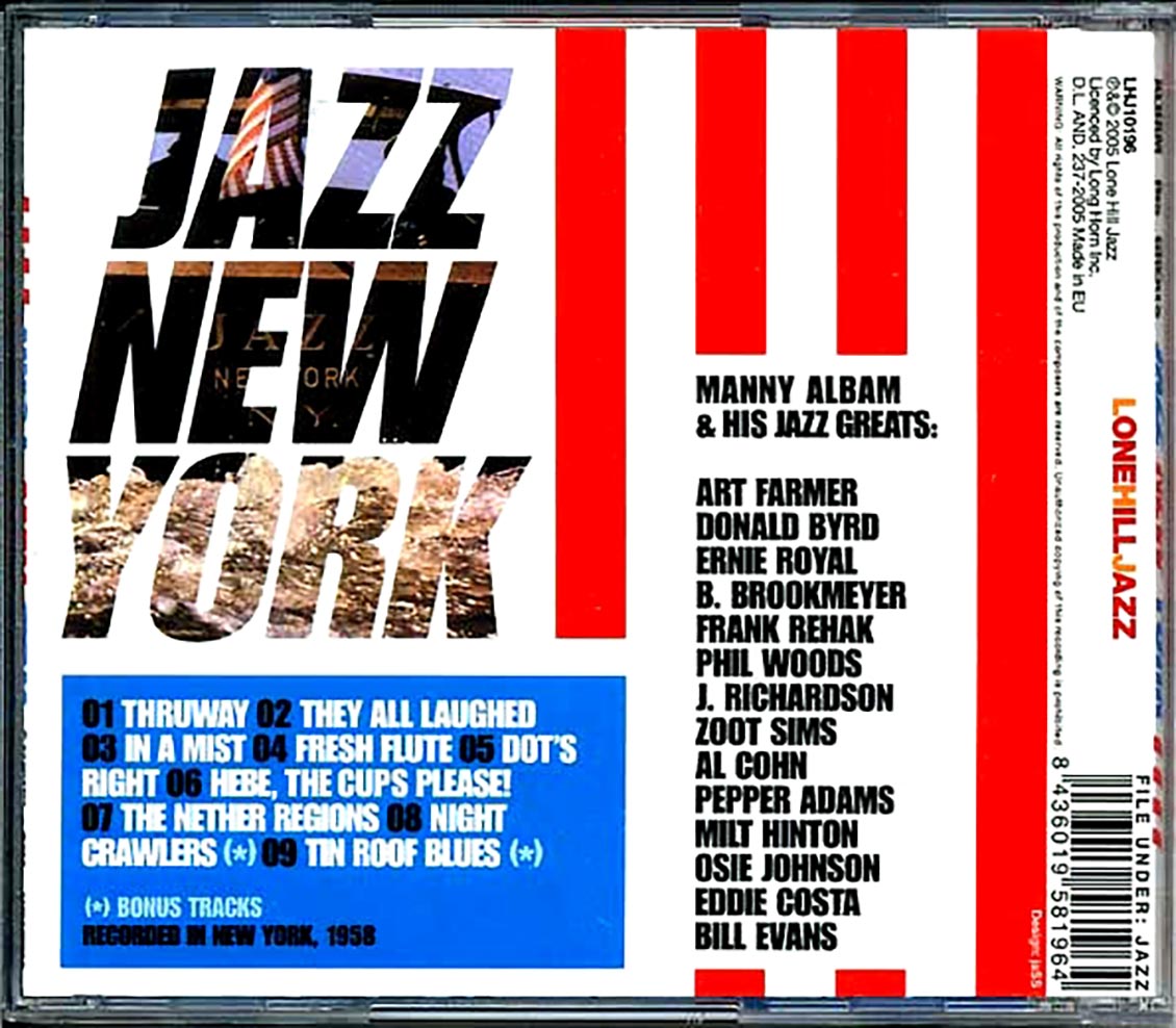 Manny Albam & His Jazz Greats - Jazz New York Music CD