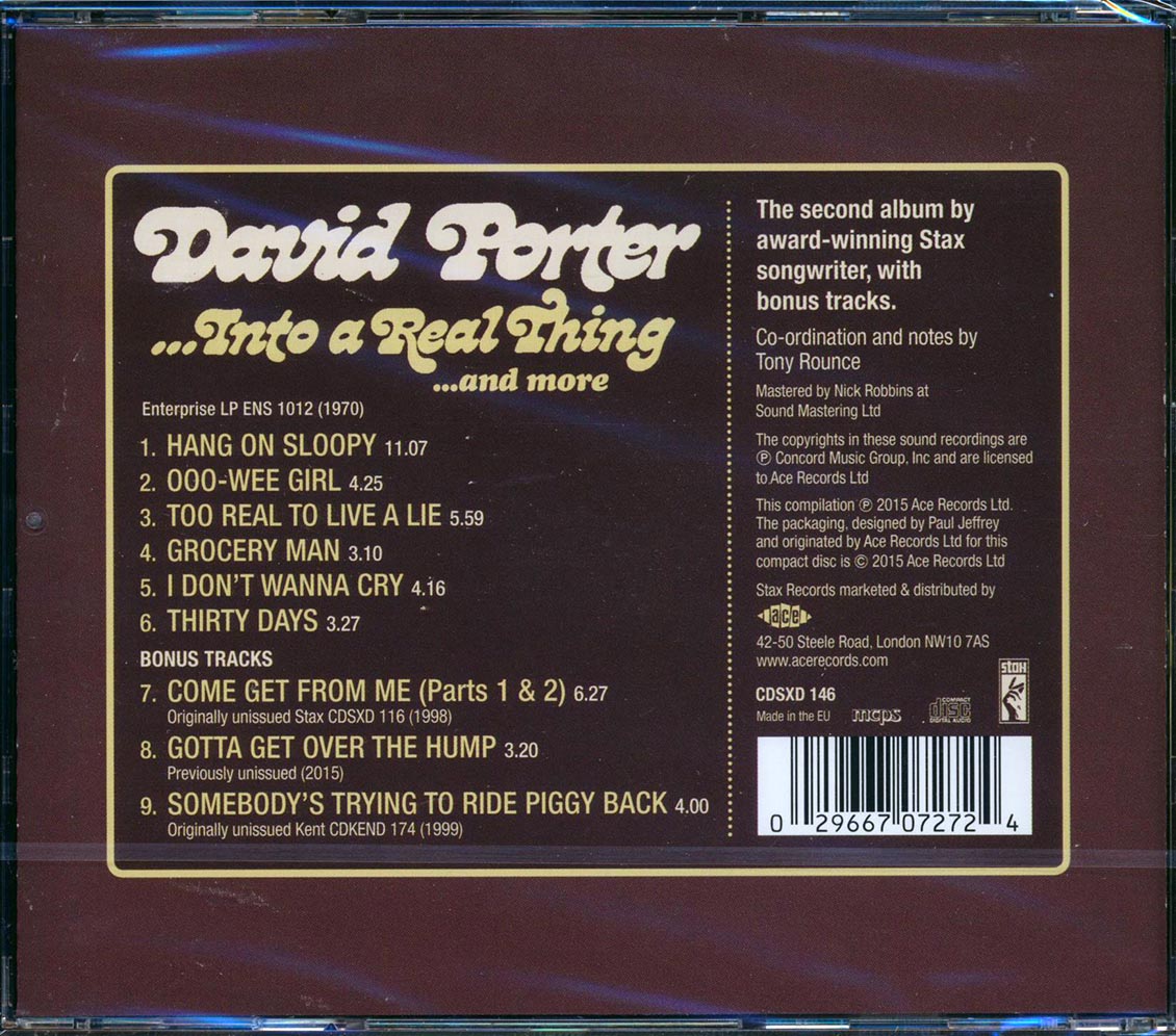 David Porter - Into A Real Thing And More Music CD