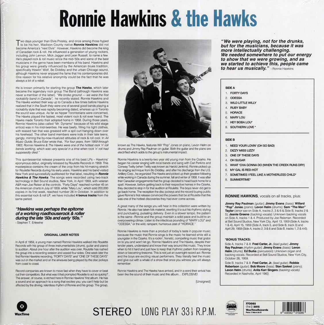 Ronnie Hawkins & The Hawks - Ronnie Hawkins & The Hawks (+4 bonus tracks) (ltd. ed.) (180g) Vinyl Record