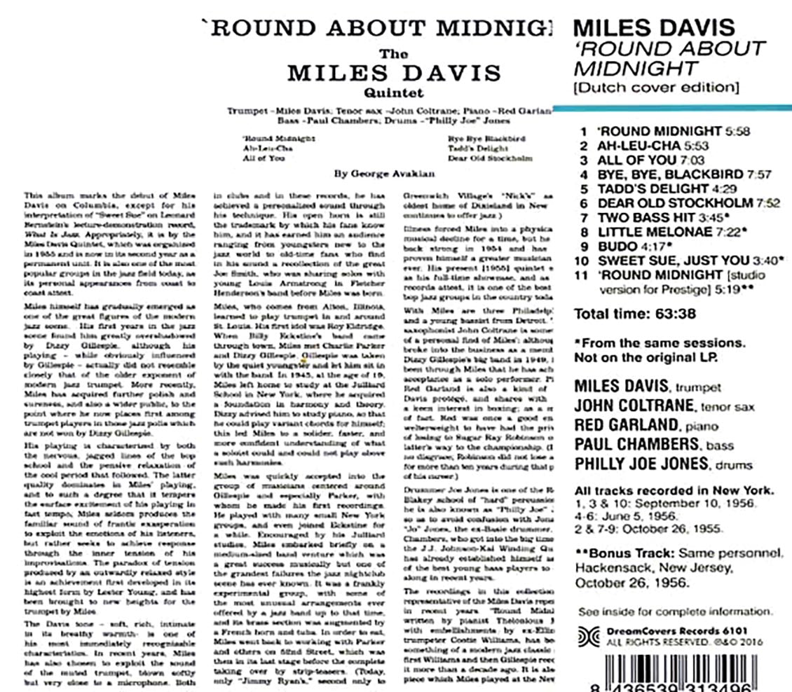 Miles Davis 'Round About Midnight Dutch Cover Edition ltd ed remastered Music CD