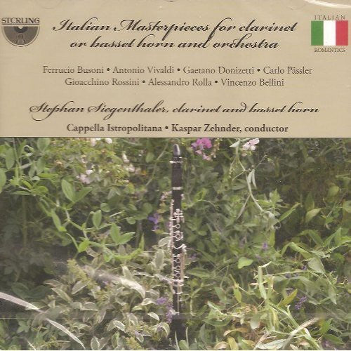the album cover for Siegenthaler / Capella Istropolitana / Zehnder - Italian Masterpieces for Clarinet or Basset Horn