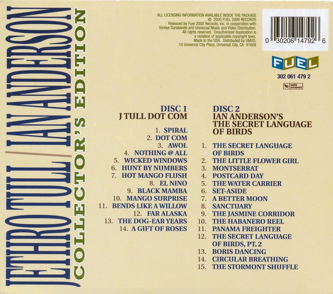 Jethro Tull Ian Anderson J Tull Dot Com + The Secret Language Of Birds Collector's Edition 29 tracks 2xCD Music CD