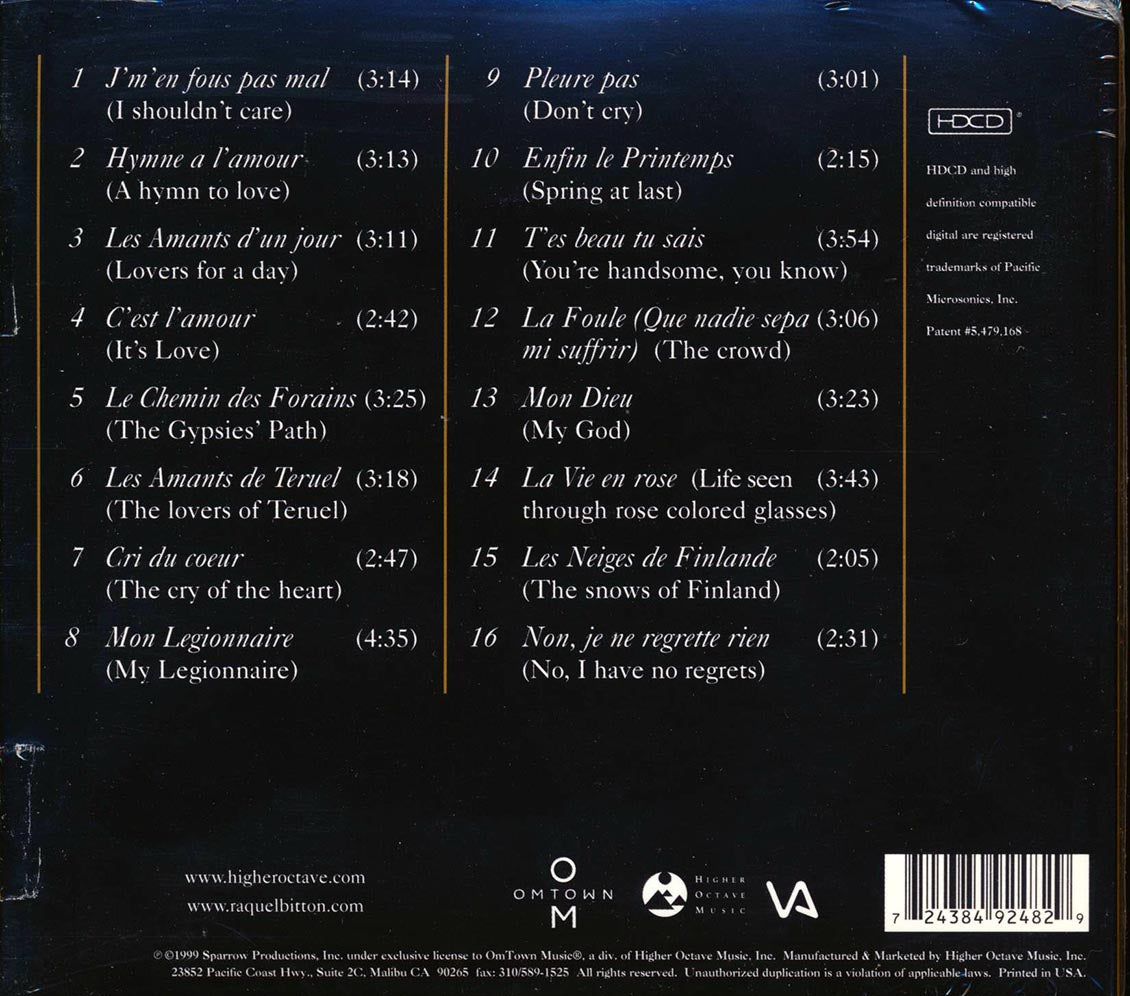 Raquel Bitton - Sings Edith Piaf Volume 1, The Golden Album (marked/ltd stock) (deluxe 3-fold digipak) Music CD