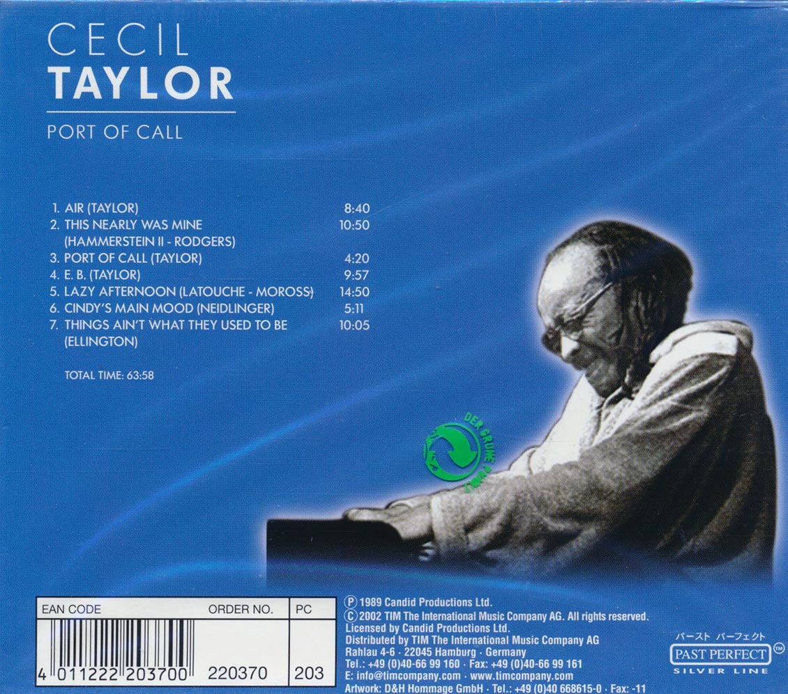 Cecil Taylor Port Of Call Music CD