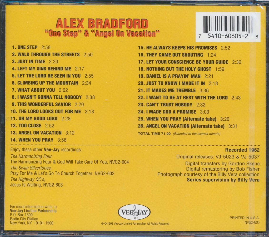 Alex Bradford - One Step & Angel On Vacation (26 tracks) Music CD