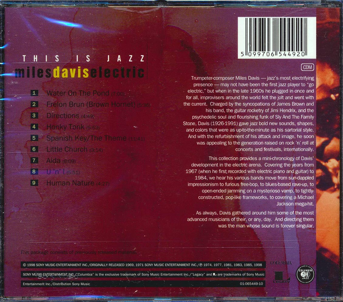 Miles Davis This Is Jazz Miles Davis Electric Music CD
