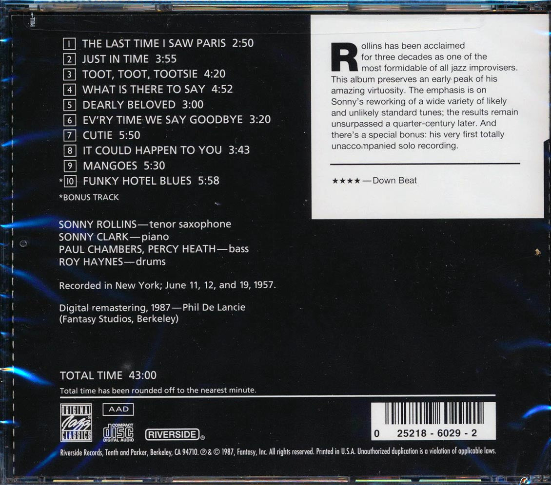 Sonny Rollins - The Sound Of Sonny (remastered) Music CD