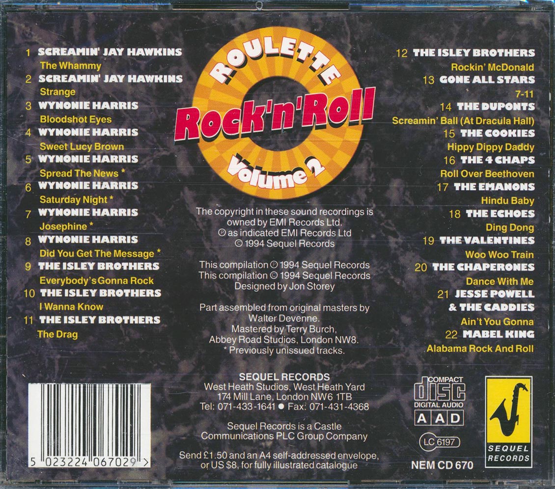 Screamin' Jay Hawkins, Wynonie Harris, The Isley Brothers, Etc. - Roulette Rock & Roll Volume 2 Music CD