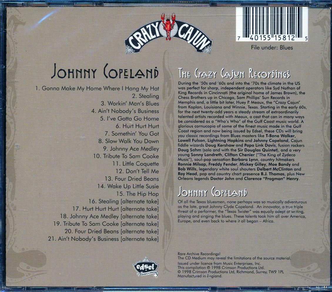 Johnny Copeland - The Crazy Cajun Recordings (21 tracks) Music CD