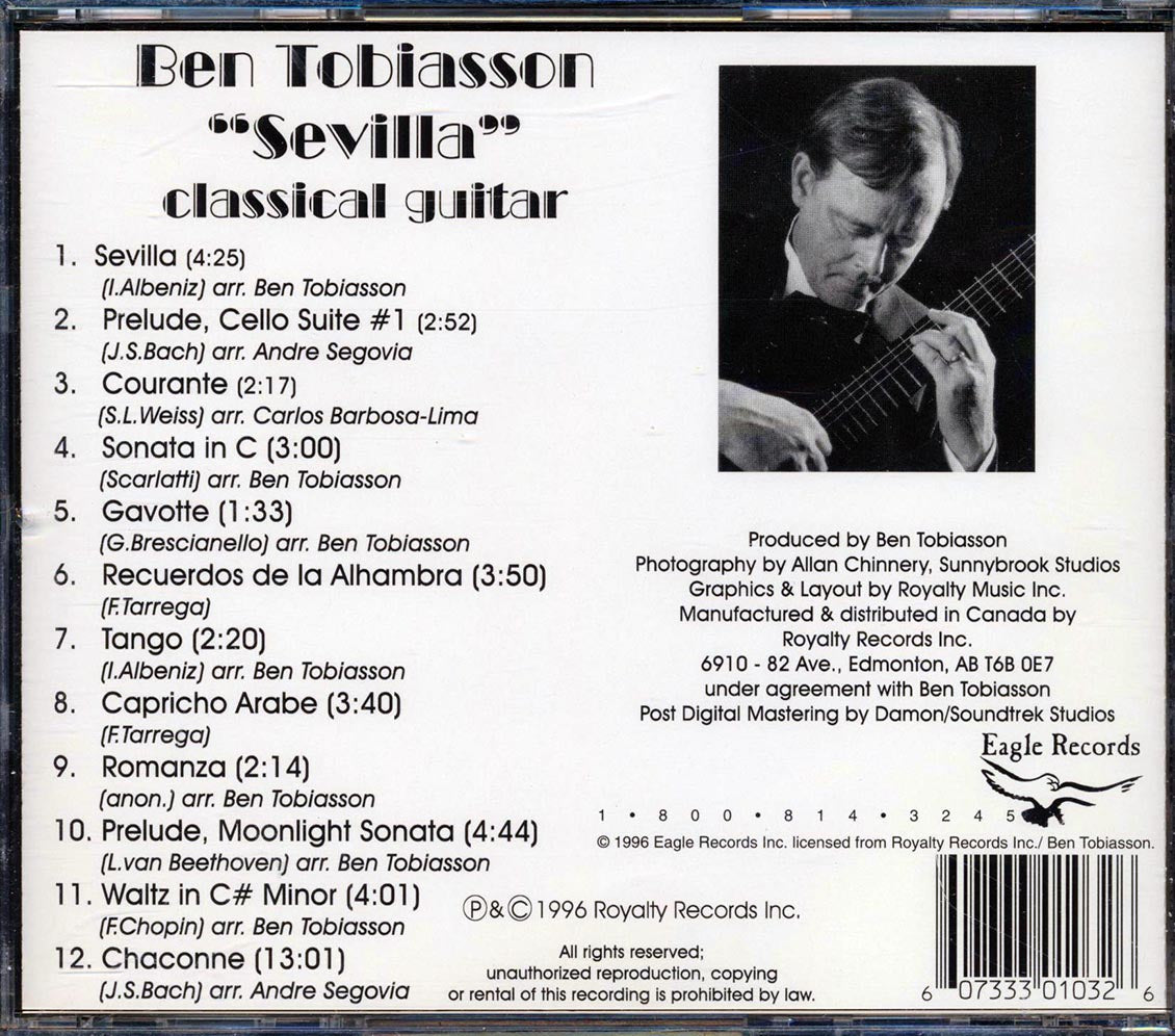 Ben Tobiasson - Seville Classical Spanish Guitar Music CD
