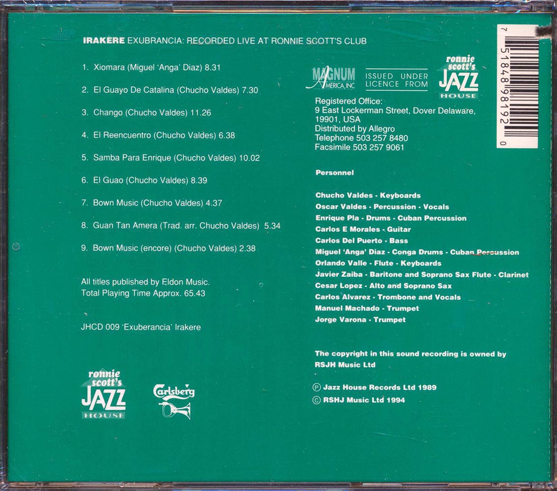 Irakere - Exuberancia: Live At Ronnie Scott's Club (marked/ltd stock) Music CD