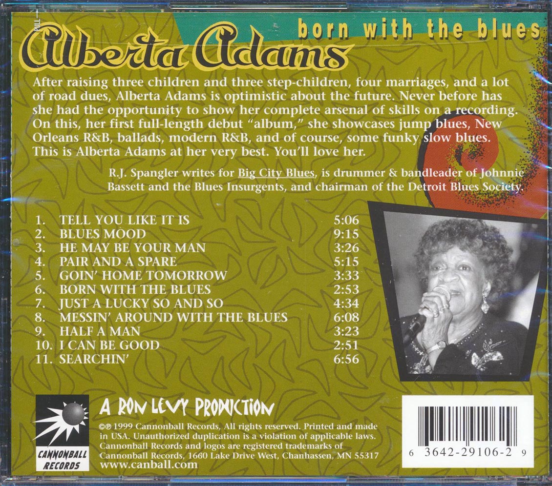 Alberta Adams - Born With The Blues Music CD