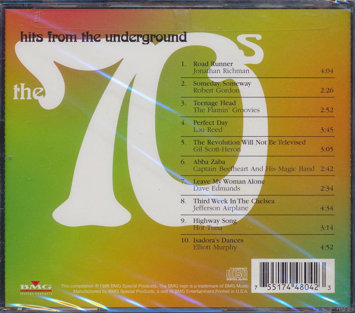 Jefferson Airplane, Lou Reed, Hot Tuna, Jonathan Richman, Etc. - Hits From The Underground: The 70's Music CD