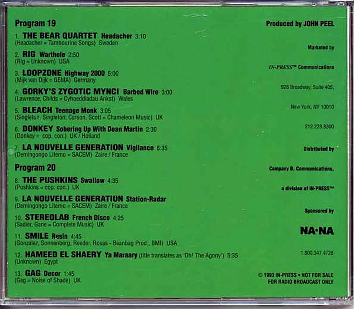 Various Peel Out In The States Programs 19 & 20 Music CD