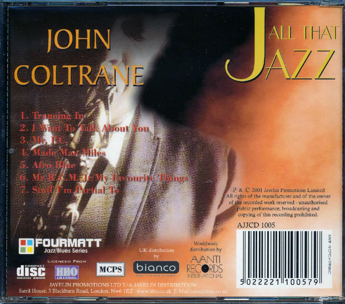 John Coltrane All That Jazz Music CD
