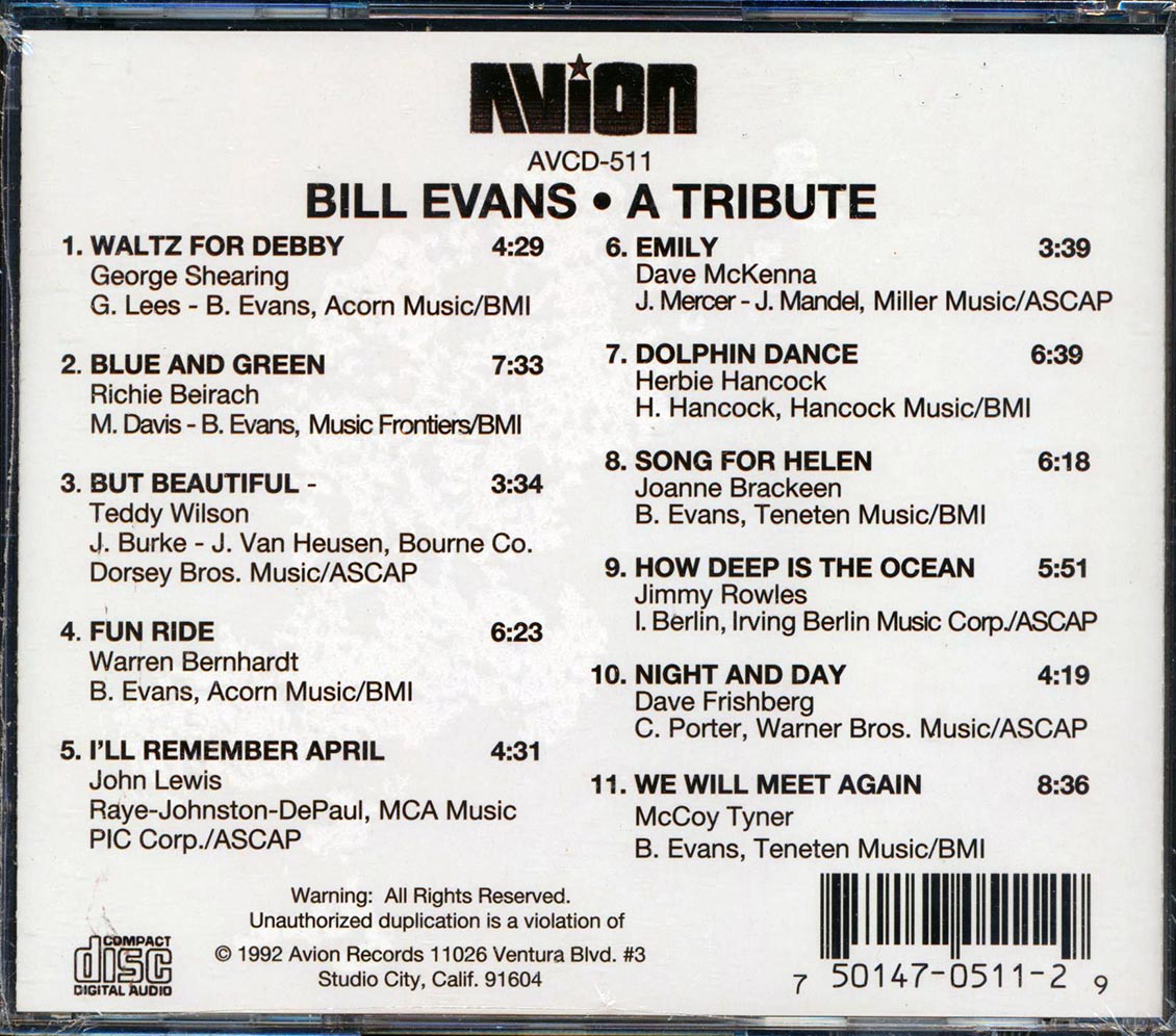 Jimmy Rowles, McCoy Tyner, Herbie Hancock, Etc. - Bill Evans: A Tribute Music CD