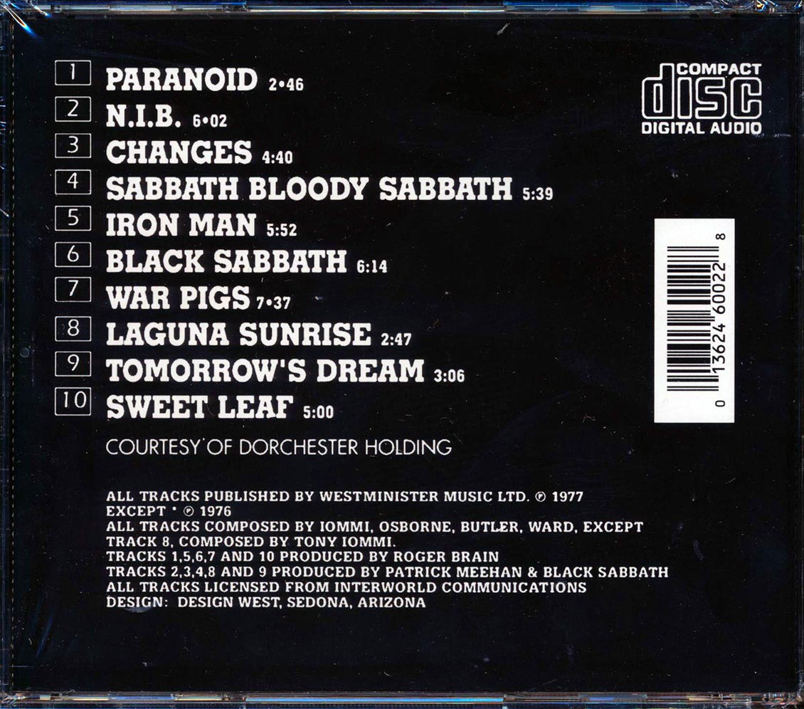 Black Sabbath Greatest Hits Music CD
