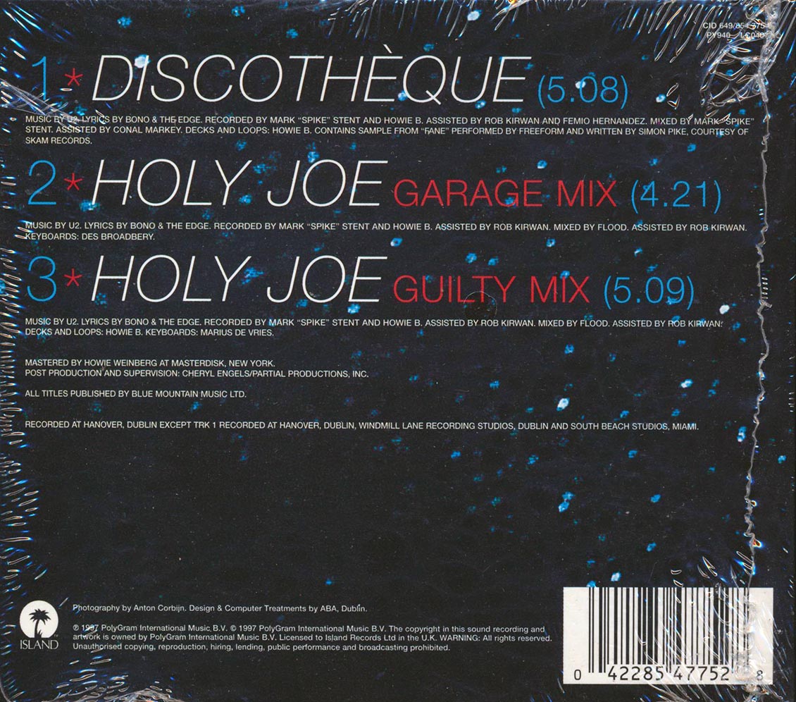 U2 Discotheque 3 Track EP Music CD