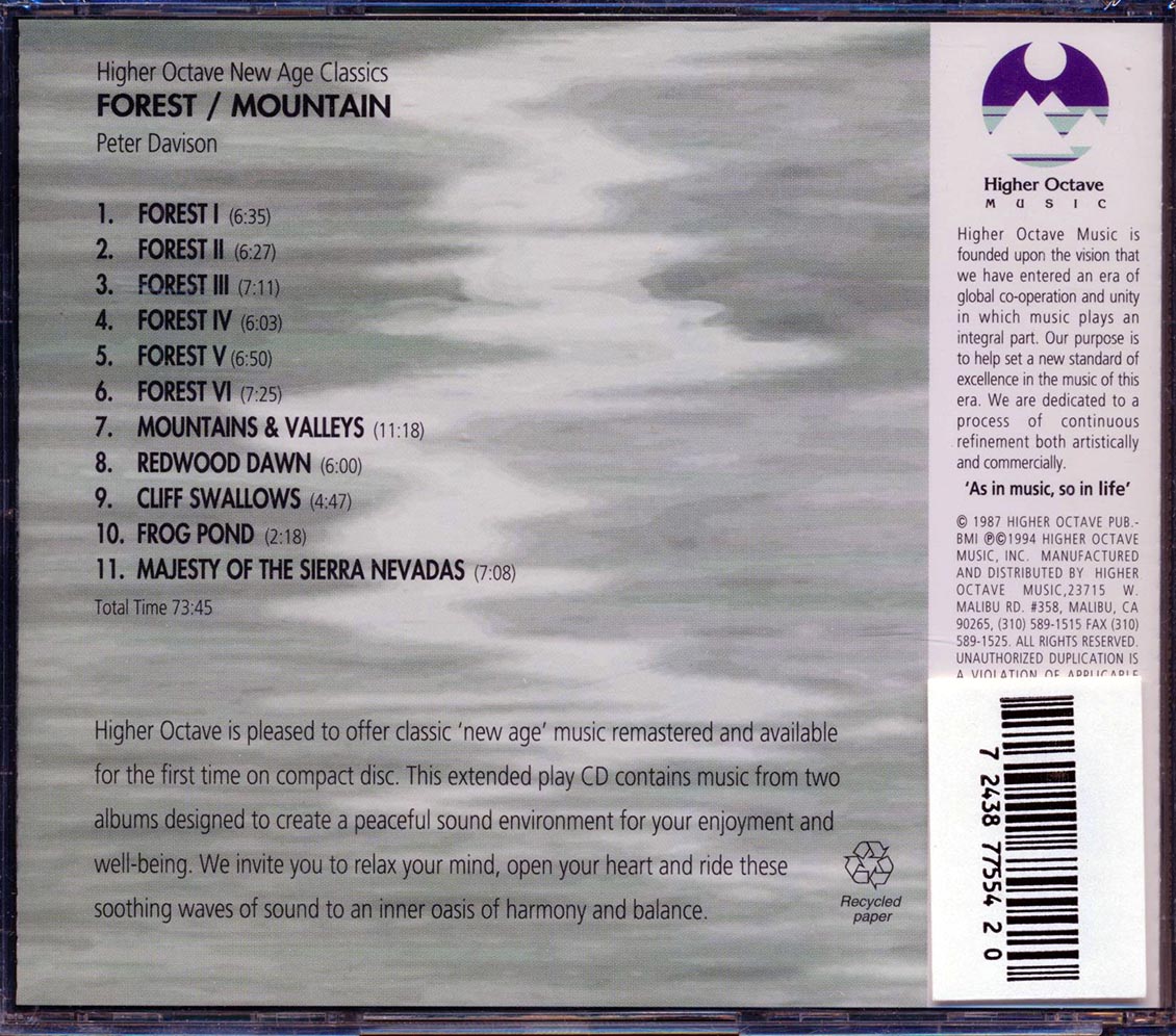 Peter Davison - Forest + Mountain (2 albums on 1 CD) (remastered) Music CD