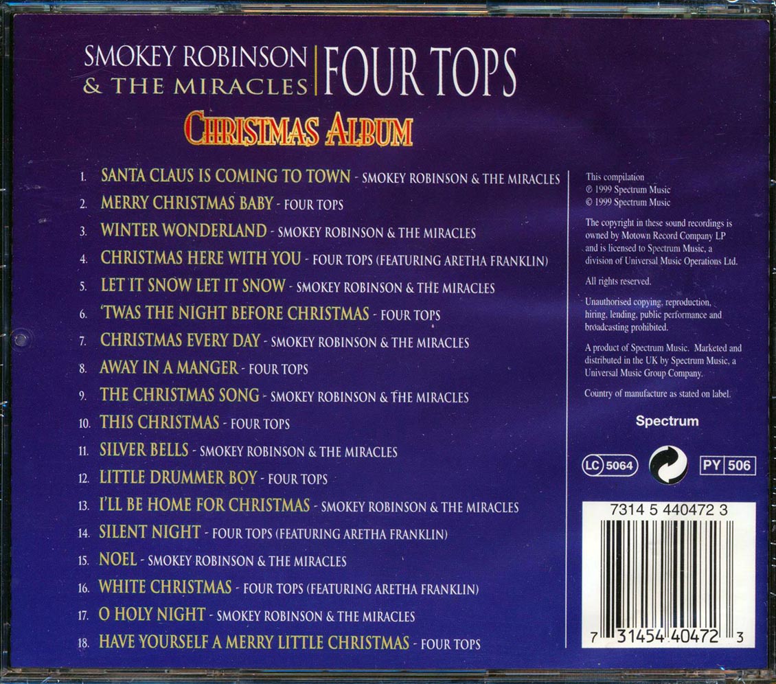 Smokey Robinson & The Miracles, Four Tops - Christmas Album (2 albums on 1 CD) Music CD