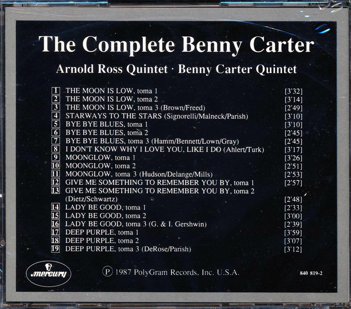 Benny Carter - The Complete Benny Carter: The Essential Keynote Session 7 Music CD