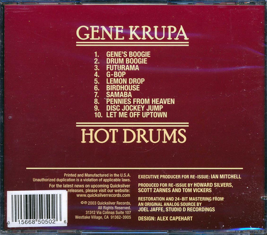 Gene Krupa - Hot Drums Music CD