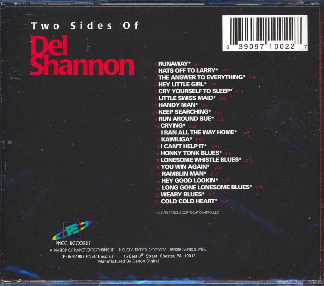 Del Shannon - Two Sides Of Del Shannon Music CD