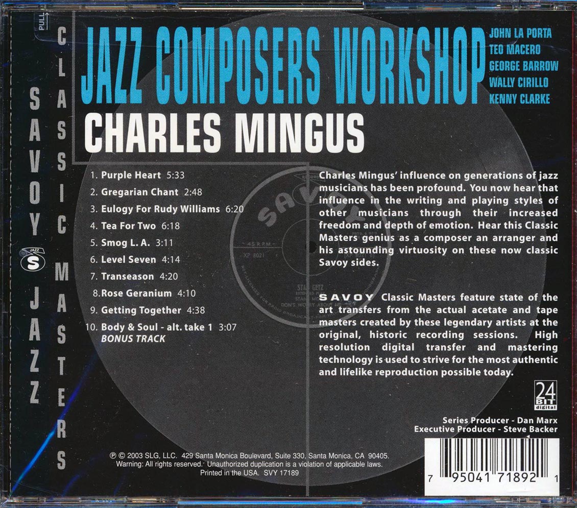 Charles Mingus - Jazz Composers Workshop Music CD