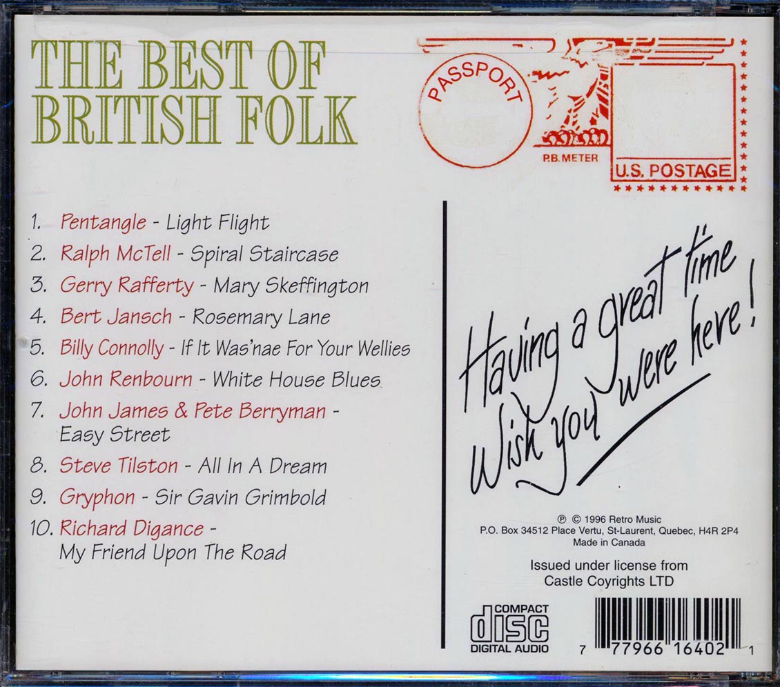 John Renbourn, Pentangle, Bert Jansch, Gerry Rafferty, Etc. - The Best Of British Folk Music CD