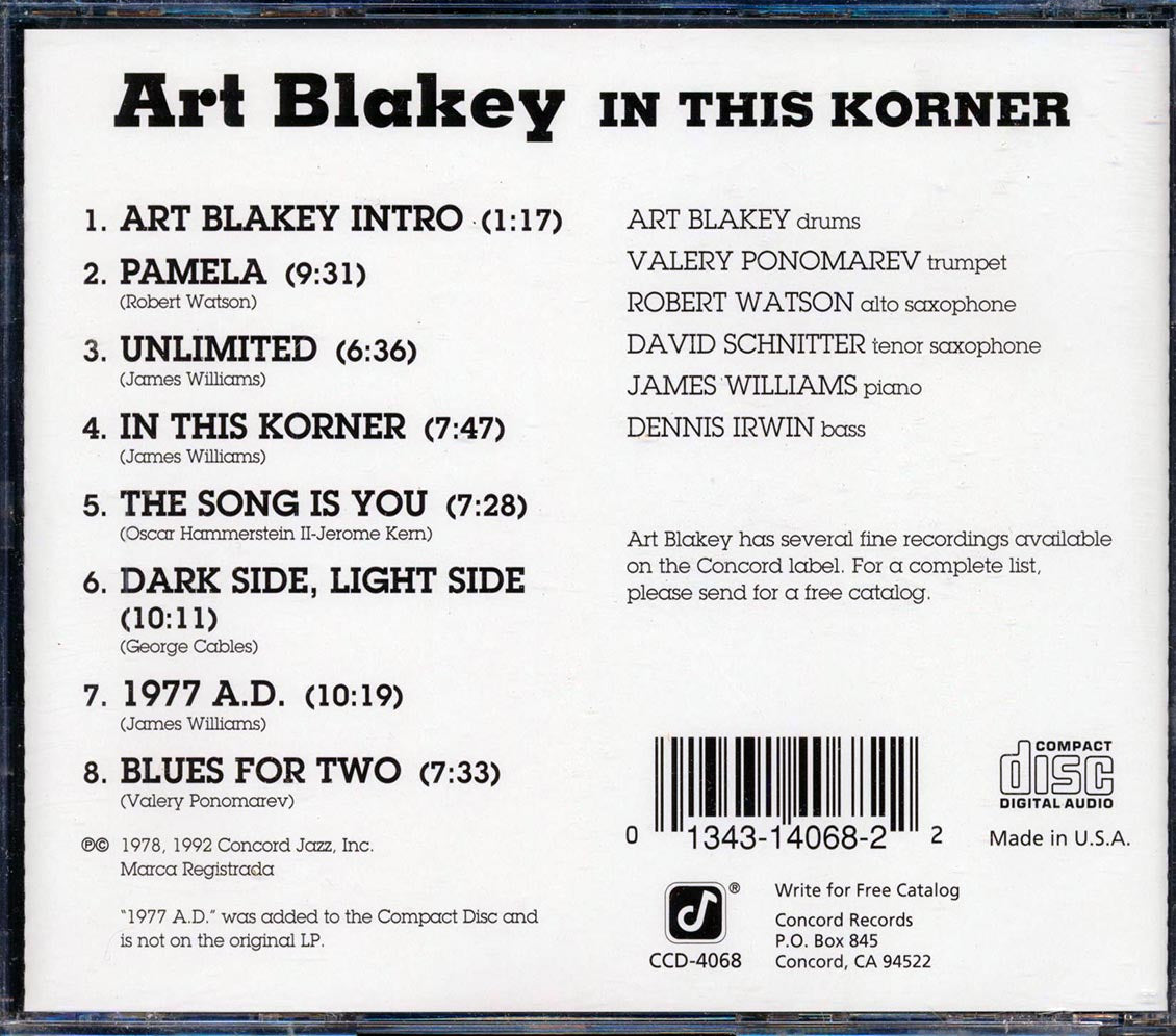 Art Blakey - In This Korner Music CD