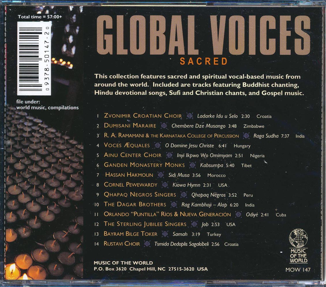 Zvonimir Croatian Choir, Dumisani Maraire, Ainu Center Choir, Etc. - Sacred Global Voices Music CD