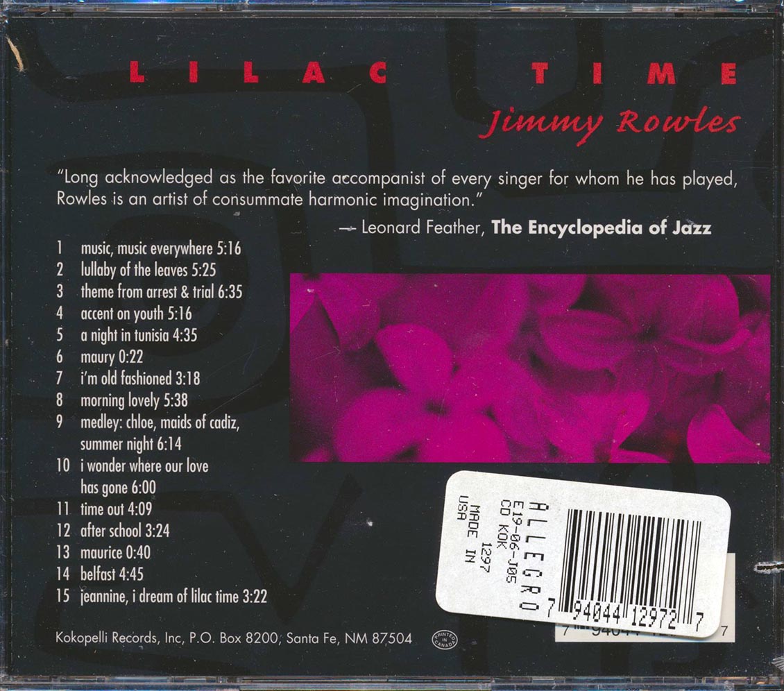 Jimmy Rowles - Lilac Time (marked/ltd stock) Music CD