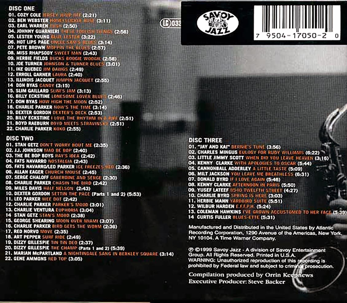 Cannonball Adderley Gene Ammons Miles Davis Stan Getz Dizzy Gillespie Etc The Savoy Story Volume 1 Jazz 3xCD box set incl large booklet Music CD