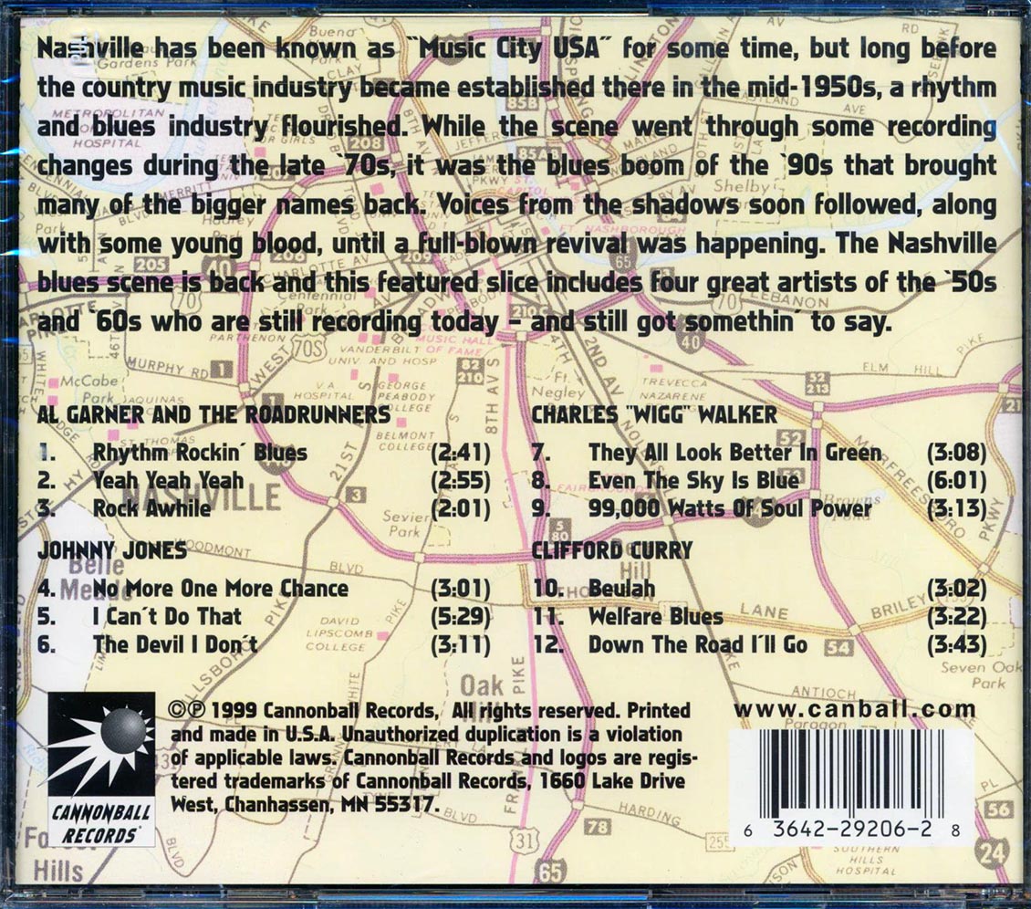 Al Garner & The Roadrunners, Johnny Jones, Charles Walker, Clifford Curry, Etc. - Blues Across America: The Nashville Scene (marked/ltd stock) Music CD