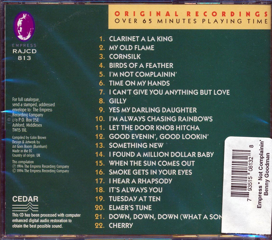 Benny Goodman - I'm Not Complainin' (22 tracks) Music CD