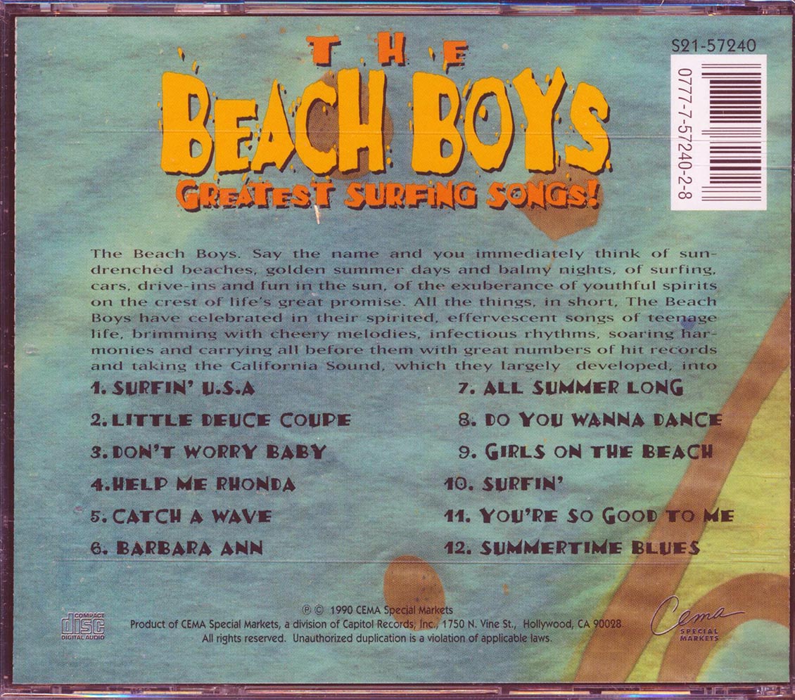 The Beach Boys Greatest Surfing Songs! Music CD