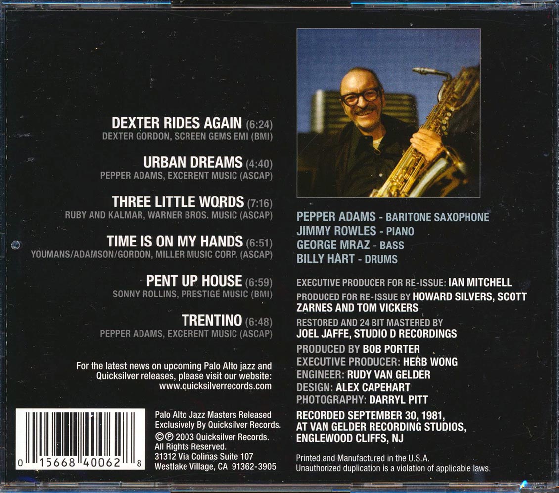 Pepper Adams - Urban Dreams Music CD
